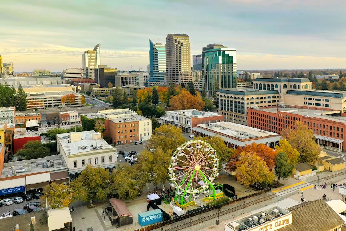 Downtown Sacramento skyline and Golden 1 Center